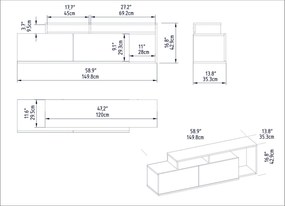 Móvel de TV Nexera - 149,8x42,9x35,3 cm - Carvalho Cordoba e Branco -