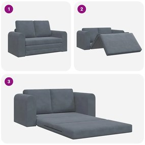 Sofá Cama de Chão 2 em 1 Cinza Escuro 148x71x83 cm Veludo