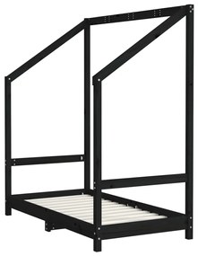 Estrutura de cama infantil 70x140 cm pinho maciço preto