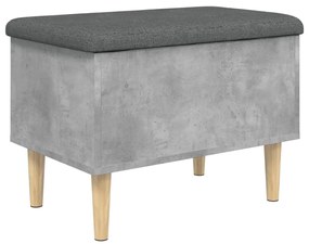 Banco de arrumação 62x42x46cm derivados madeira cinza cimento
