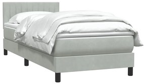Cama com molas/colchão Cinza Claro 90x210 cm veludo