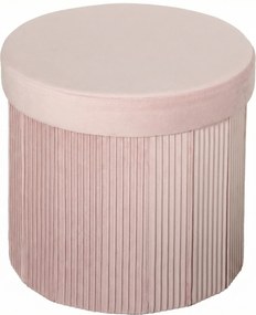 HOMCOM Puff de Arrumação Banco de Arrumação Dobrável 35 L 38x38x38 cm Estofado em Veludo Baú de Arrumação Redondo Rosa | Aosom Portugal