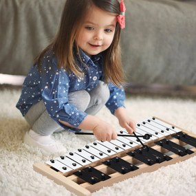 Xilofone de madeira com 25 notas, instrumento educacional de percussão com 2 baquetas
