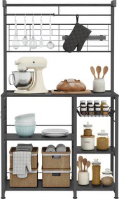 Armário de cozinha com barra magnética 12 ganchos 42 x 90 x 167,3 cm preto