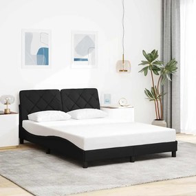Estrutura de cama sem colchão 140x190 cm tecido preto