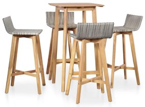 5 pcs conjunto de jantar exterior madeira acácia maciça