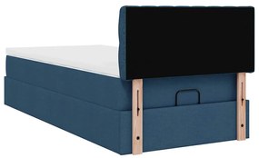 Cama otomana com colchão 90x200 cm tecido azul