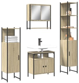 vidaXL 4 pcs conj. móveis casa banho derivados madeira carvalho sonoma