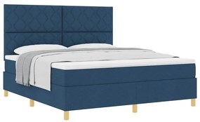 Cama Box Springer com Colchão Azul Super King Tecido