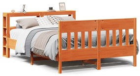 Cama sem colchão 135x190 cm madeira pinho maciça castanho-mel