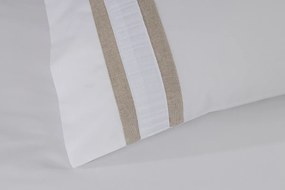 Percal 400 Fios - Jogos de lençóis cor branco - Premium Eliot: 1 lençol capa ajustable 200x200+30 cm + 1 lençol superior 280x290 cm + (2) Fronhas 50x70 cm