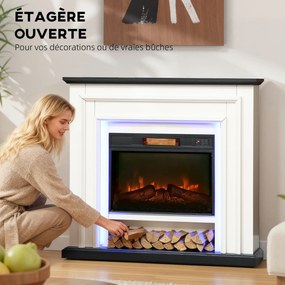 Lareira Eléctrica Decorativa, 105 x 27 x 97 cm, Efeito de Chama 3D, Preta
