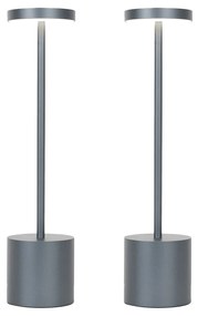 Conjunto de 2 candeeiros de mesa de exterior cinzentos com LED e dimmer recarregável - Dupont Design