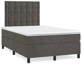 Cama boxspring com colchão 120x190 cm veludo cinzento-escuro