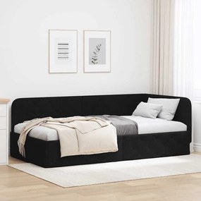 vidaXL Estrutura de Cama de Canto Preto 90 x 200 cm tecido