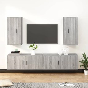 Conjunto móveis de TV 4 pcs madeira processada sonoma cinza