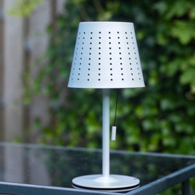 Candeeiro de mesa exterior branco com LED recarregável e solar com 3 níveis de luminosidade - Ferre