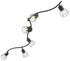 Candeeiro de teto moderno preto 145 cm 6 luzes - Botu