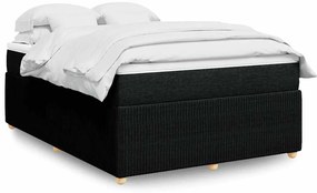 vidaXL Cama com molas/colchão 140x190 cm tecido preto