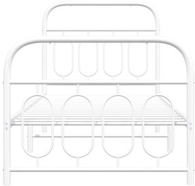 Estrutura de cama com cabeceira e pés 90x200 cm metal branco