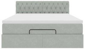 Estrutura de cama otomana com colchão 140x190 cm cinzento claro