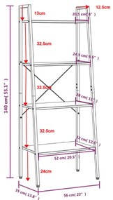 Estante de pé 4 prateleiras 56x35x140 cm castanho-claro e preto