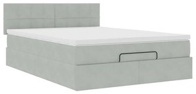 Estrutura de cama otomana com colchão 140x200 cm cinzento claro