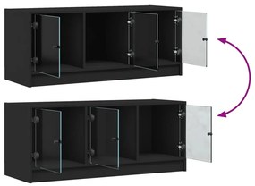 Móvel de TV c/ portas de vidro 102x37x42 cm preto