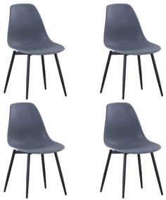 vidaXL Cadeiras de jantar 4 pcs PP cinzento