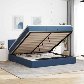 vidaXL Estrutura de cama otomana com colchão 160x200 cm tecido azul