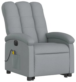 Poltrona elétrica reclinável massagens tecido cinzento-claro