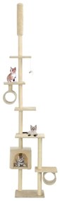 vidaXL Árvore para gatos c/ postes arranhadores sisal 260 cm bege