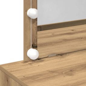 Mesa de Maquiagem com LED Carvalho Artesanal 100x40x120 cm