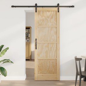 Porta Deslizante vidaXL com Conjunto de Hardware 73.5x211 cm Madeira Maciça de Pinho
