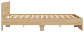 Estrutura cama c/ cabeceira/luzes LED 180x200cm carvalho sonoma