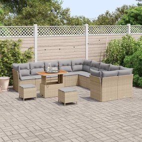Conjunto de Sofá de Jardim vidaXL com Almofadas Bege Rattan Acácia