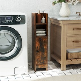 Conjunto de 2 armários de casa de banho 20 cm x 18 cm x 80 cm com porta e estantes ajustáveis, suporte para papel higiénico e organizador para casa de