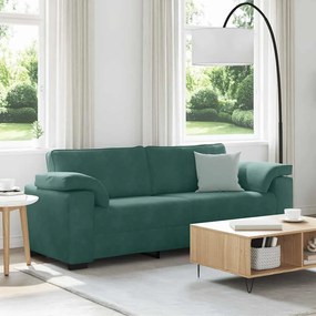 Sofá de 3 lugares 178 cm veludo verde-escuro