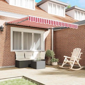 Toldo Retrátil Listrado Vermelho e Branco 300x250 cm Metal