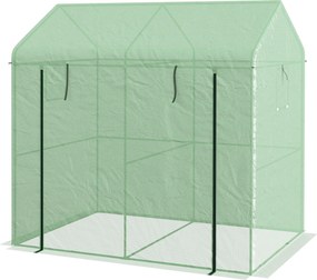 Estufa de jardim 200 C x 140 L x 200 A cm com 2,8 m², com 1 porta enrolável grande e 2 janelas, verde