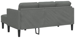 Sofá L de 3 Lugares vidaXL Cinza Escuro 160 cm Tecido