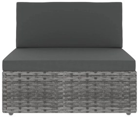 8 pcs conjunto lounge de jardim vime PE cinzento
