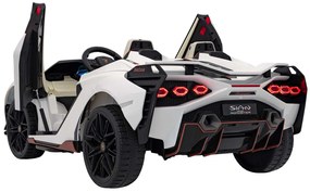 Carro elétrico para Crianças 24V 2 Lugares 4x4 Lamborghini SIAN Rodas Borracha, Assento de couro Branco