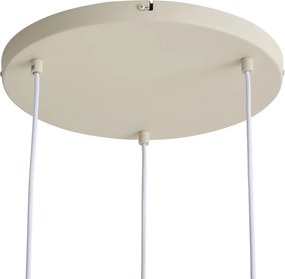 Candeeiro Pendente Escandinavo Bege com Vidro Opalino 3 Luzes - Polly