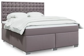 vidaXL Cama com molas/colchão 180x200 cm couro artificial cinza