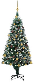 vidaXL Árvore Natal artificial pré-iluminada c/ bolas e pinhas 150 cm