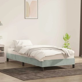 Estrutura de cama sem colchão 90x210 cm veludo cinzento-claro