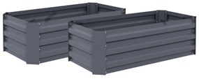 Outsunny Lote de 2 Canteiros de Jardim Dimensão 100x50x30 cm Chapa de Aço Ondulada Cinza | Aosom Portugal