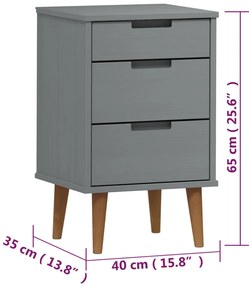Mesa de cabeceira MOLDE 40x35x65 cm pinho maciço cinza