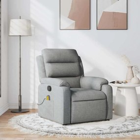 Poltrona de massagens reclinável tecido cinzento-claro